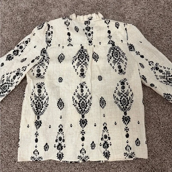 Boho Floral Long Sleeve Blouse in Cream - Picture 8 of 8